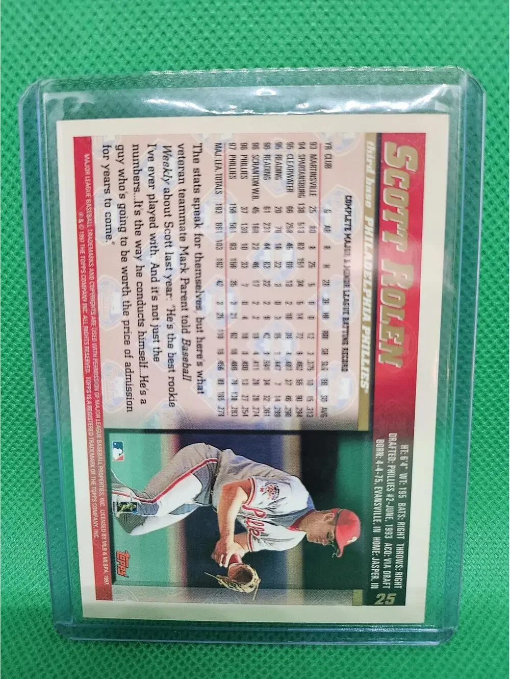 1998 Topps - Scott Rolen RC - HOF  #25 - Philadelphia Phillies - RAW Mint